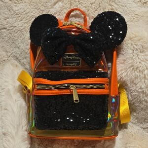 2023 DISNEY PARKS LOUNGEFLY MINNIE MOUSE SEQUIN HALLOWEEN MINI BACKPACK Used